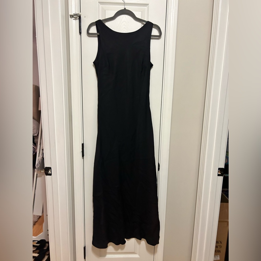 Vintage Harlow Black Sleeveless Evening Dress With V- back & Tie